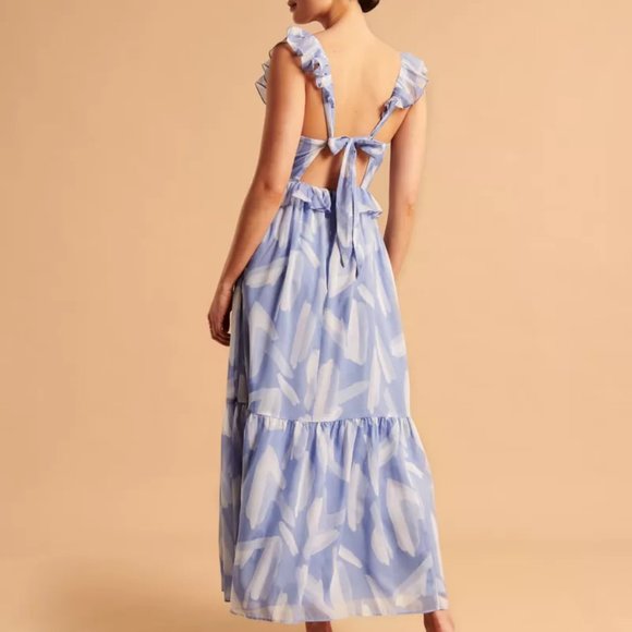 Abercrombie & Fitch Blue and White Ruffle Dress - Picture 4 of 4